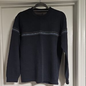 Men's Blue Sweater with Striped Detail